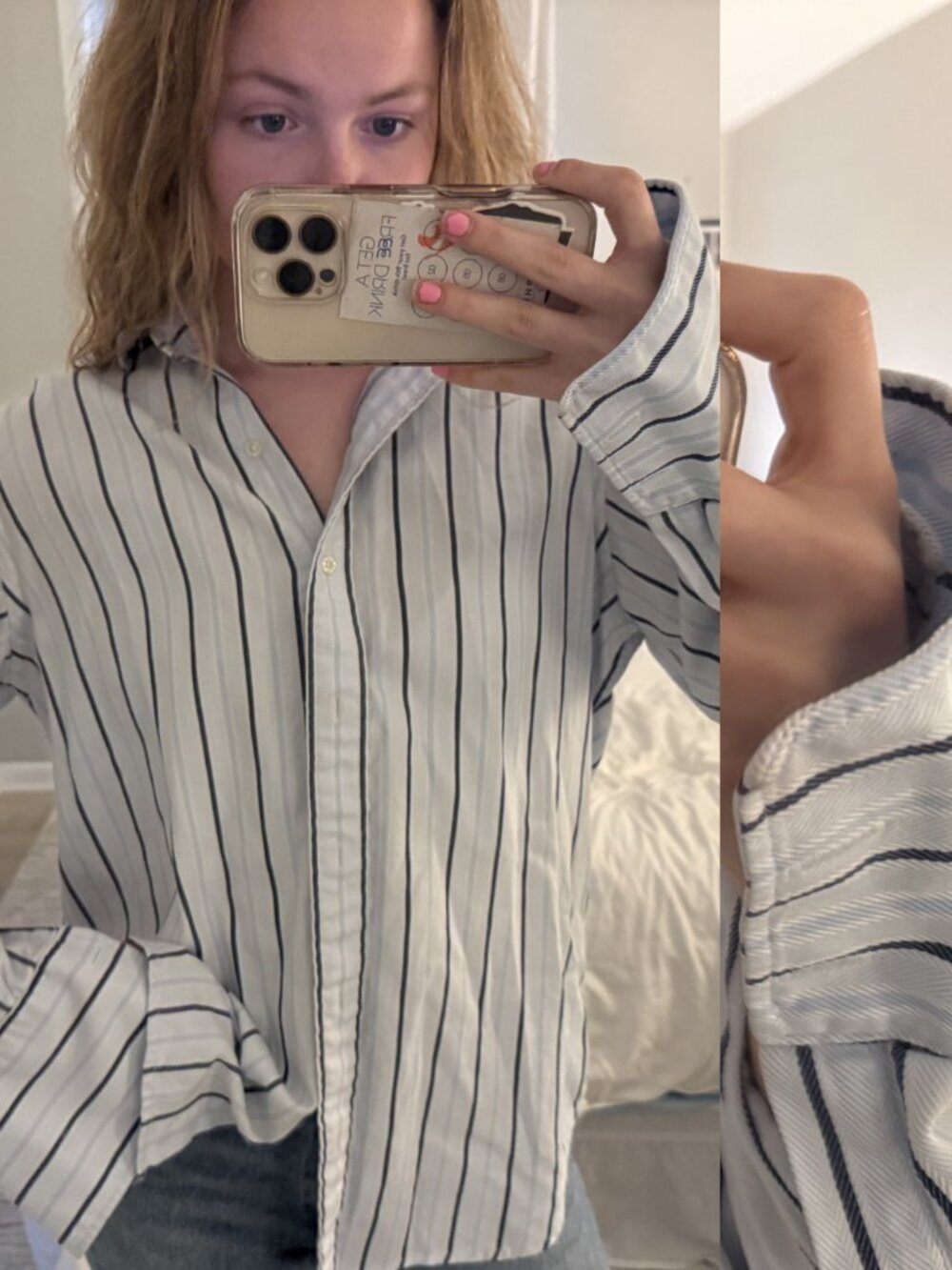 Vintage Blue and White Striped Long Sleeve Shirt